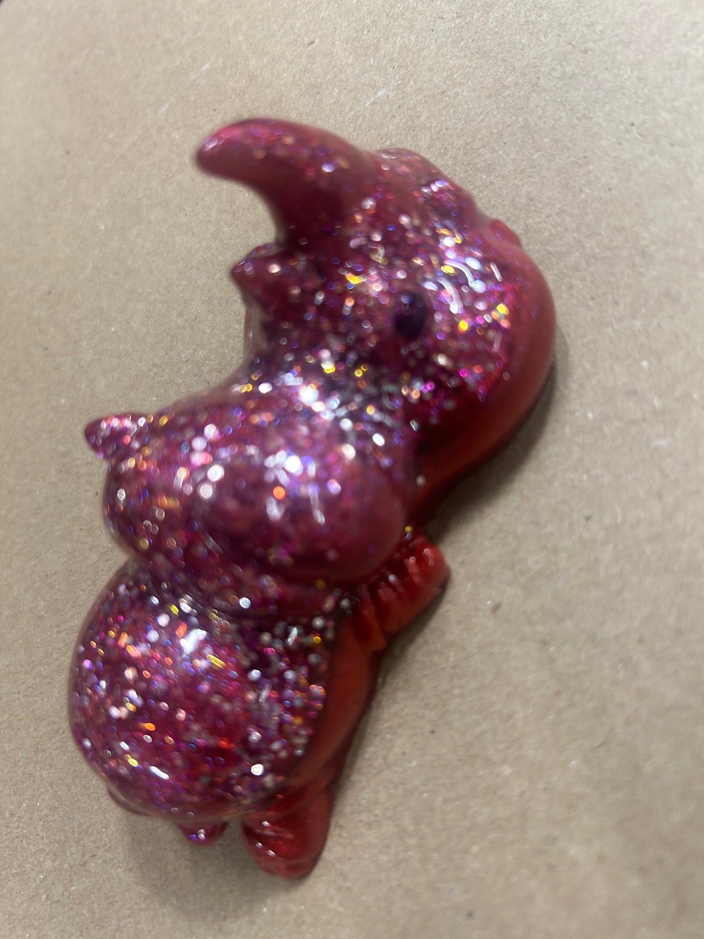 #159 Red Glitter Hippo