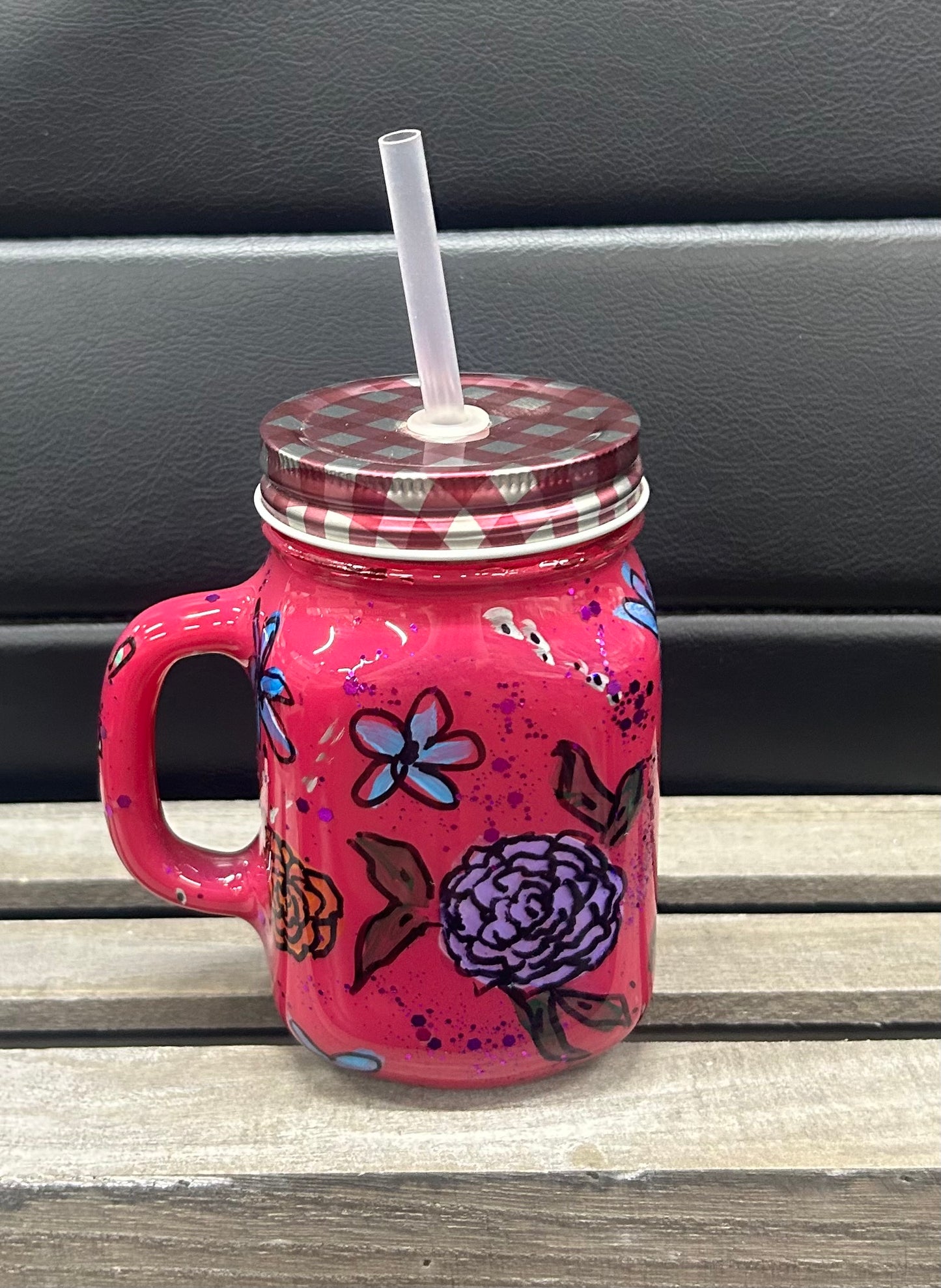 Mason Jar style 16 ounce glass tumbler