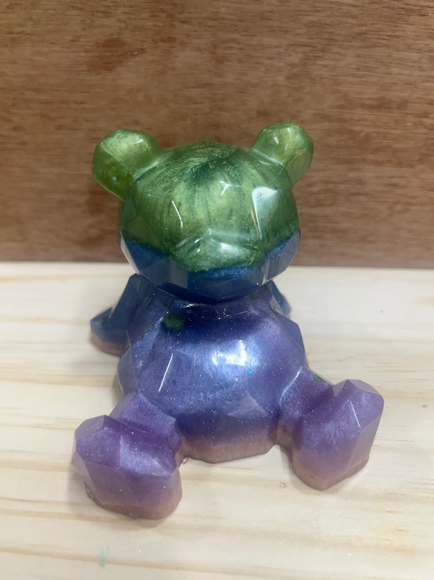 #134 Teddy Bear Phone Holder (purple/green) Sybil