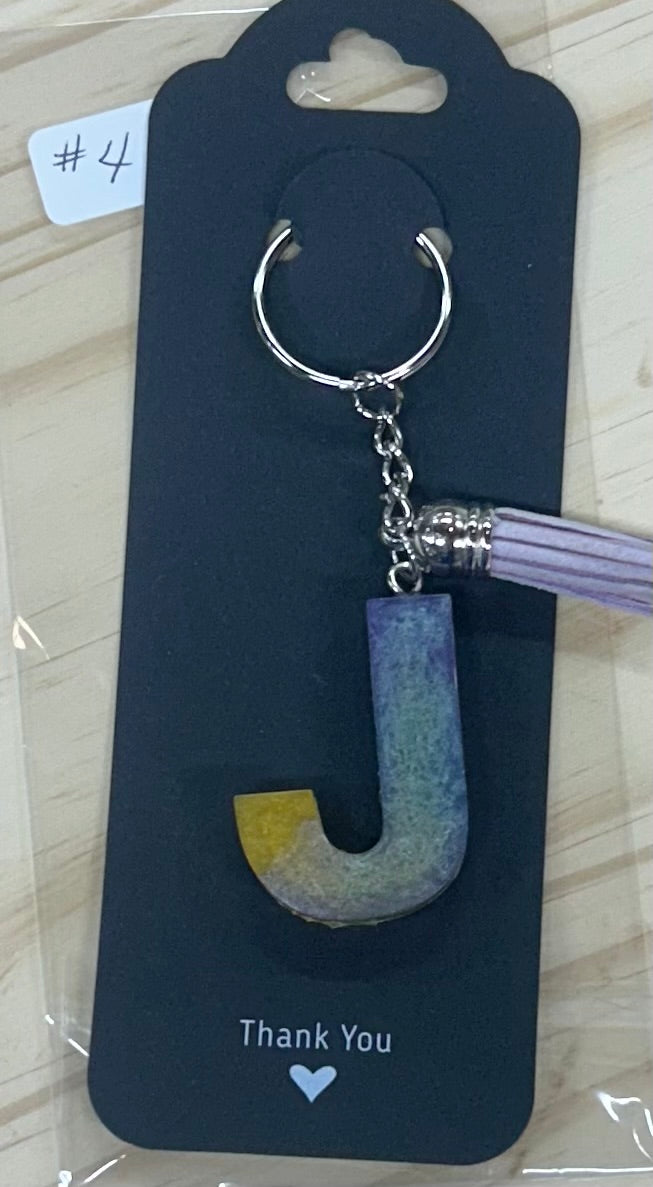 Letter "J" initial key ring