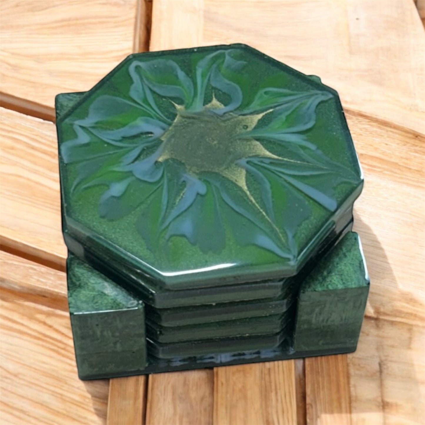 3D Bloom Green Coaster Set