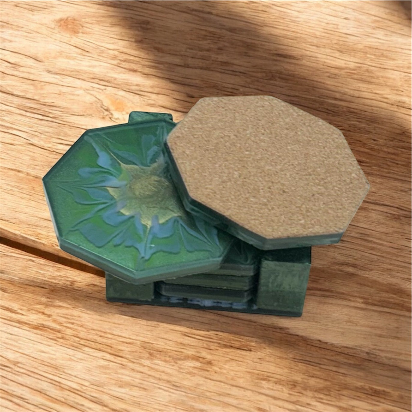 3D Bloom Green Coaster Set