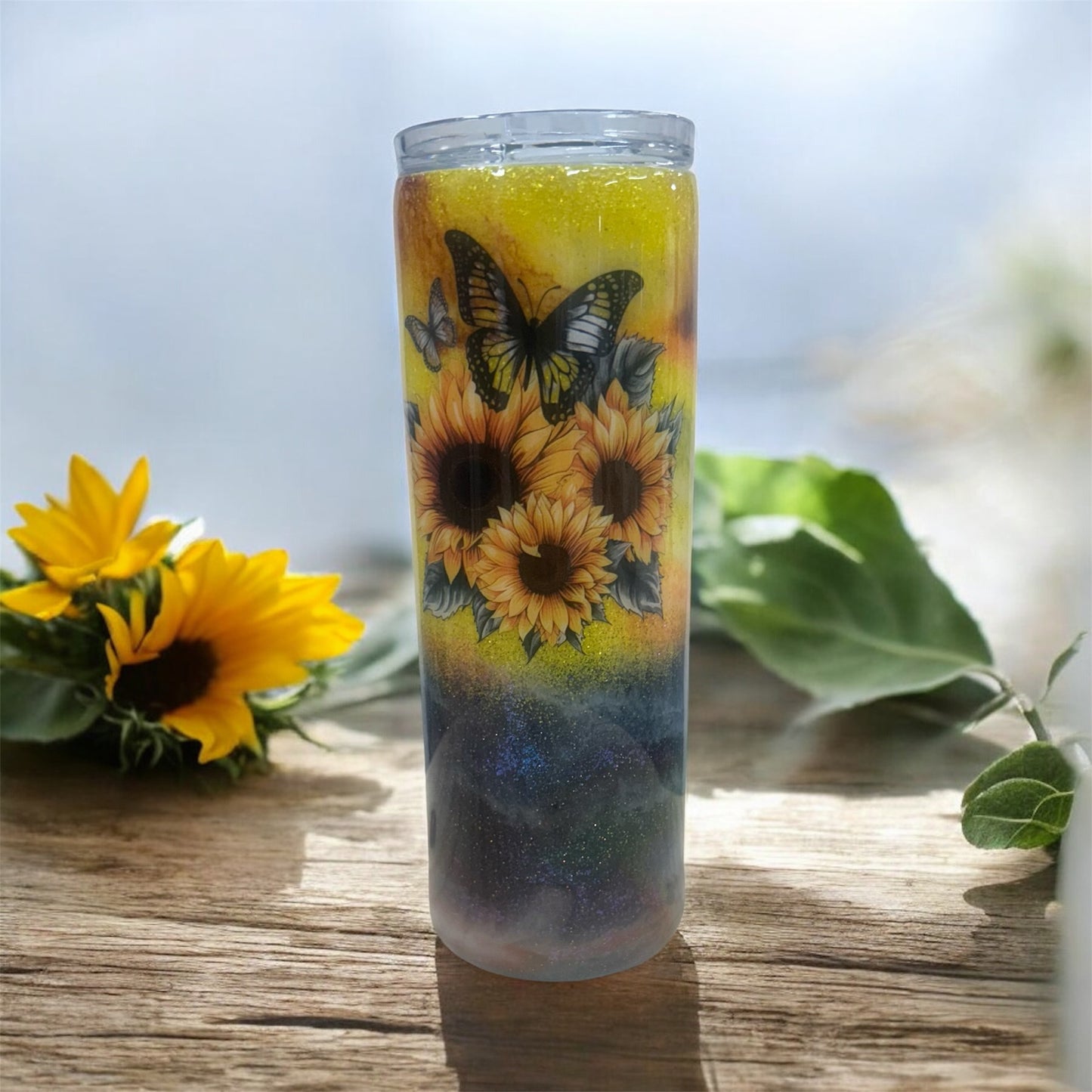 #78 butterfly and sunflowers