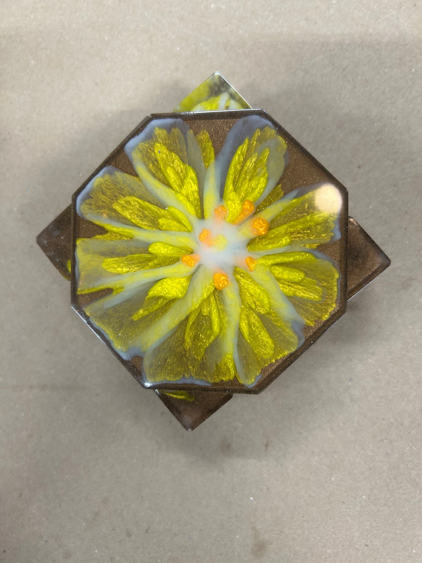 Brown/ yellow coasters