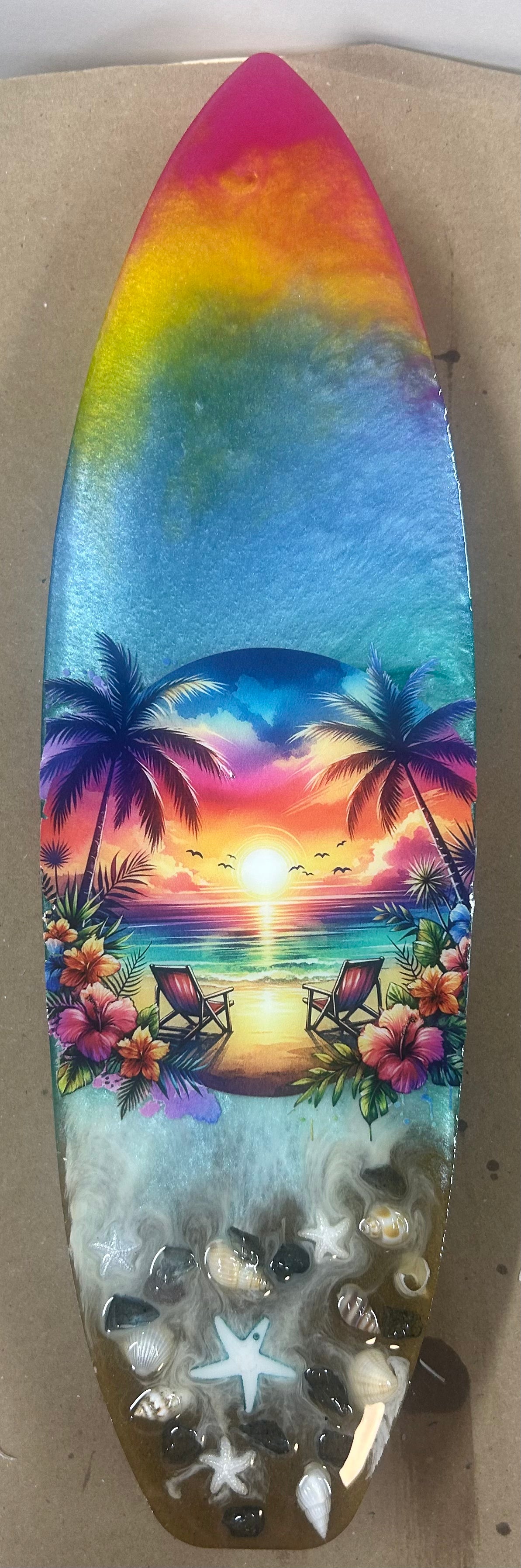 Beached themed surf board