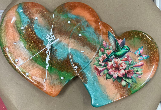 Double Heart wall clock