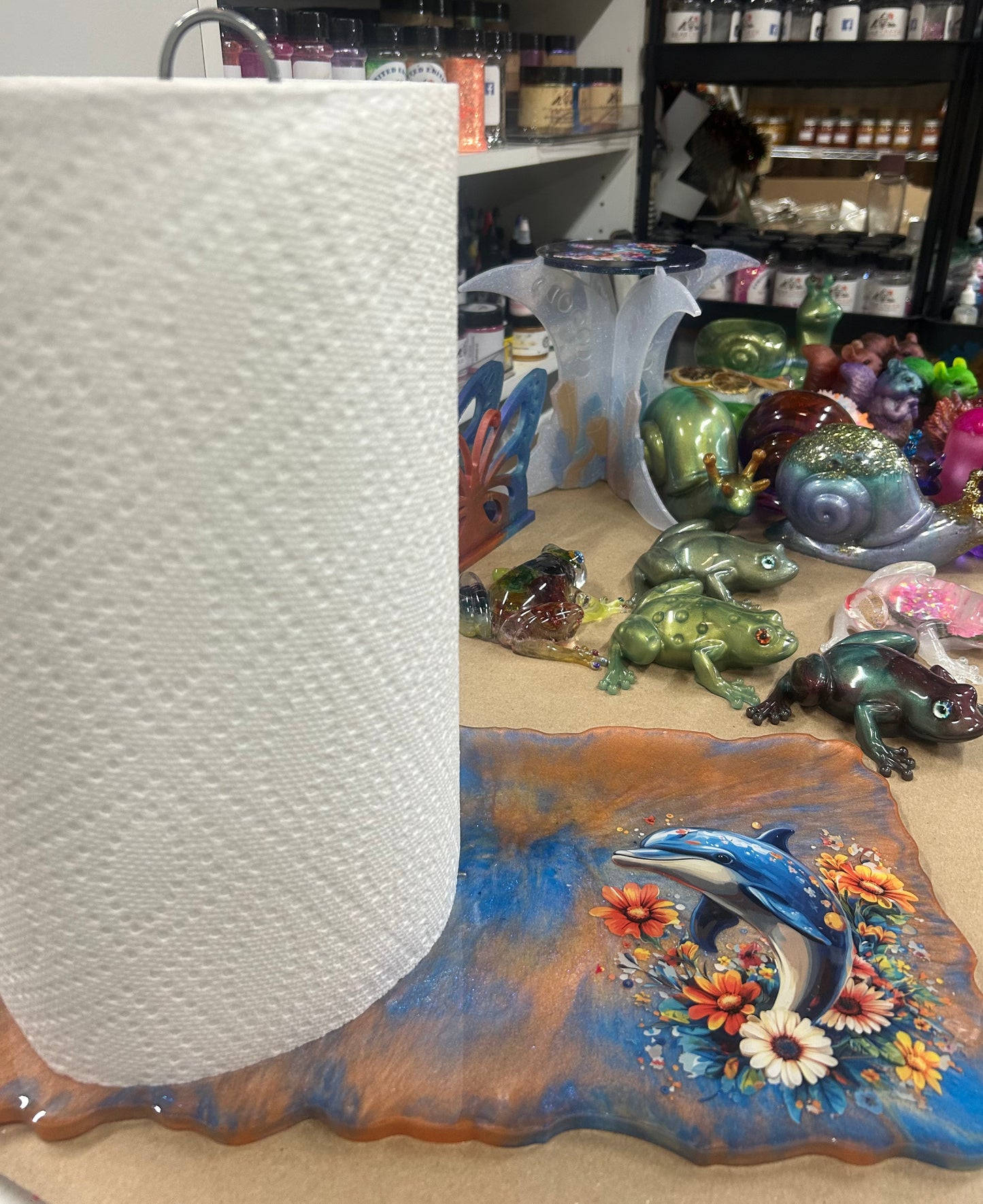 #42 Dolphin Paper towel holder tray