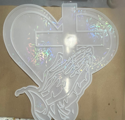 Heart cross praying hands