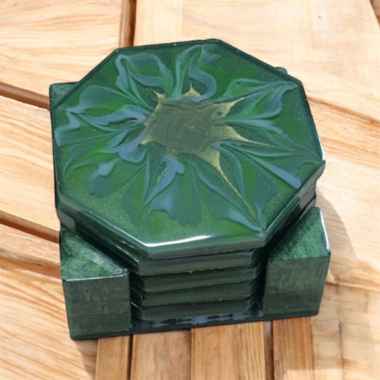 3D Bloom Green Coaster Set