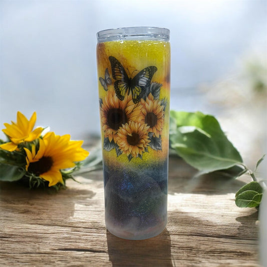 #78 butterfly and sunflowers
